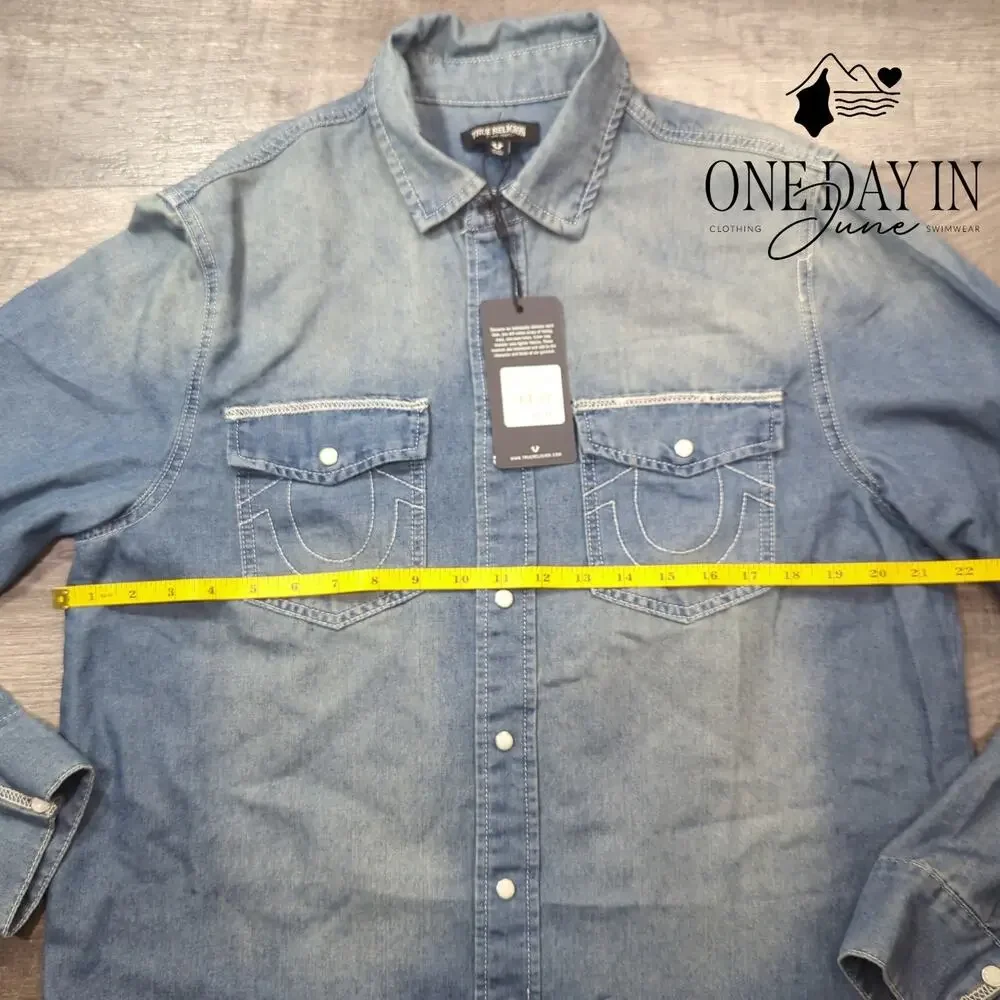 True Religion Snap Front Long Sleeve Shirt Size S